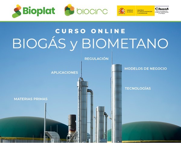 BIOPLAT, CIEMAT y BIOCIRC impartirán un curso online de biogás y biometano